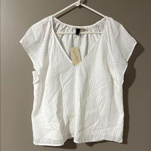 Universal Thread White Ribbed Cap Sleeve Blouse